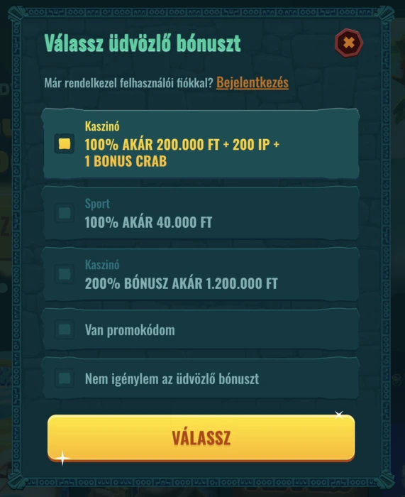 Spinanga kaszino regisztracio